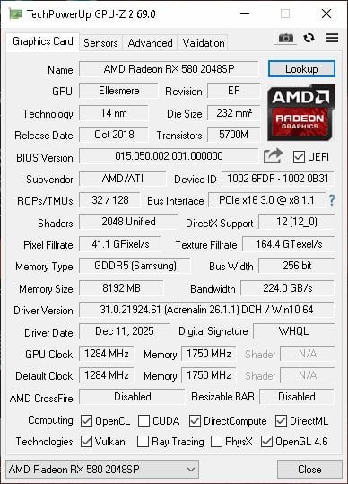 Продам видеокарту rx 580 8gb
