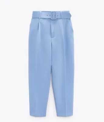 Зара панталон с висока талия в светло синьо