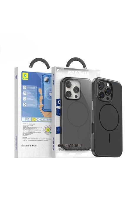 Blueo brown anti-drop magnetic phone case iphone 15 pro max, черен