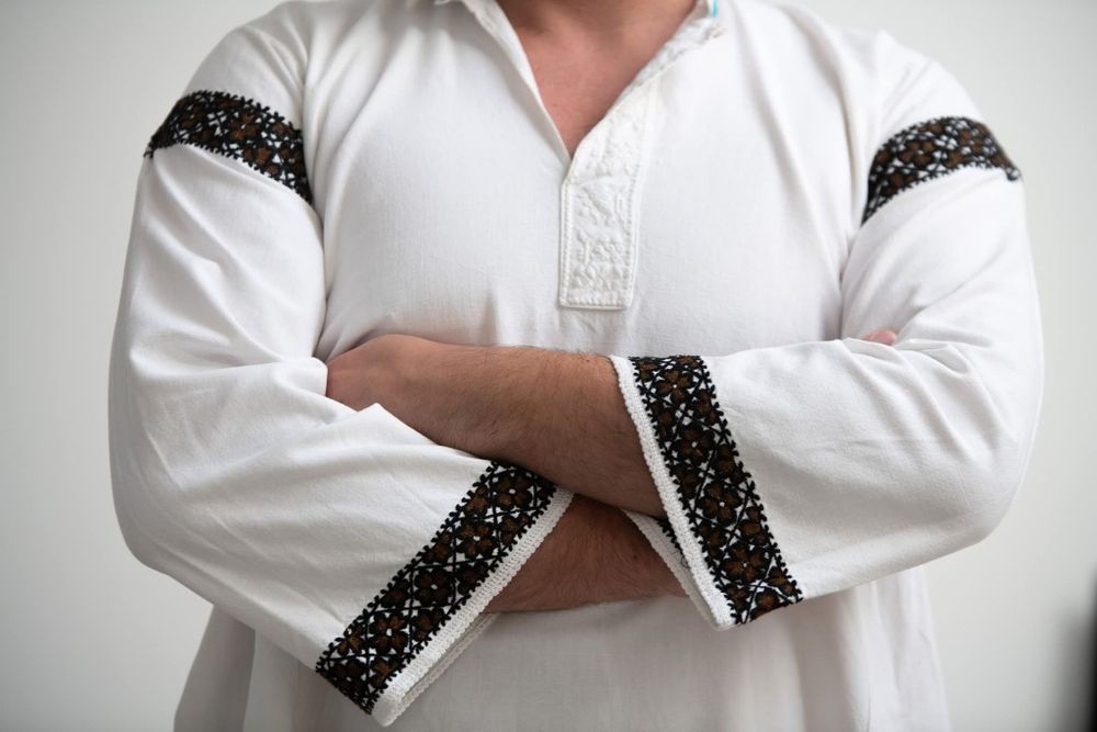 Cămașă populară bărbătească/ie/traditional/cusut manual/folclor