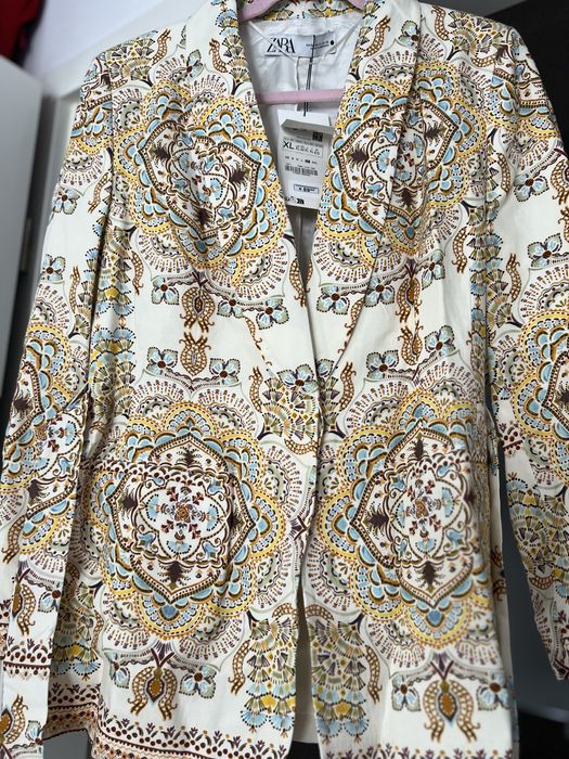 Zara XL sacou statement bumbac in vascoza mandala pret eticheta 89€