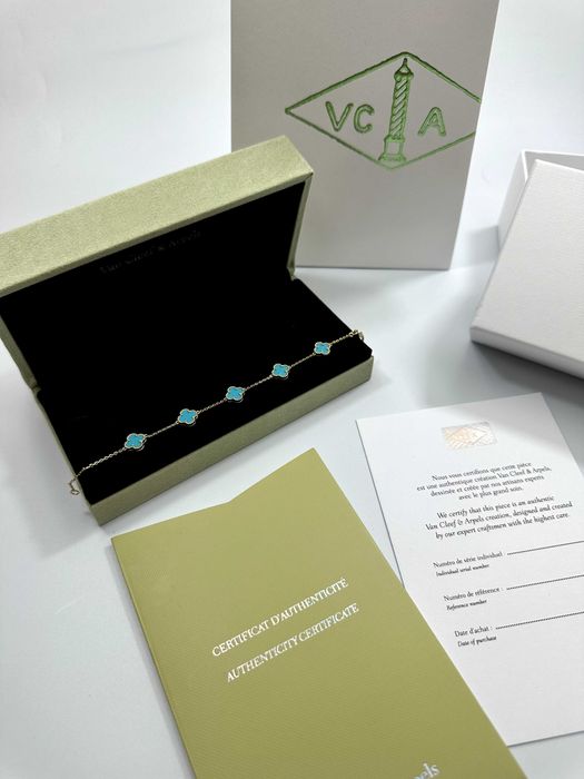 Bracelet MINI Van Cleef & Arpels 5 motifs Gold 750 Turquoise