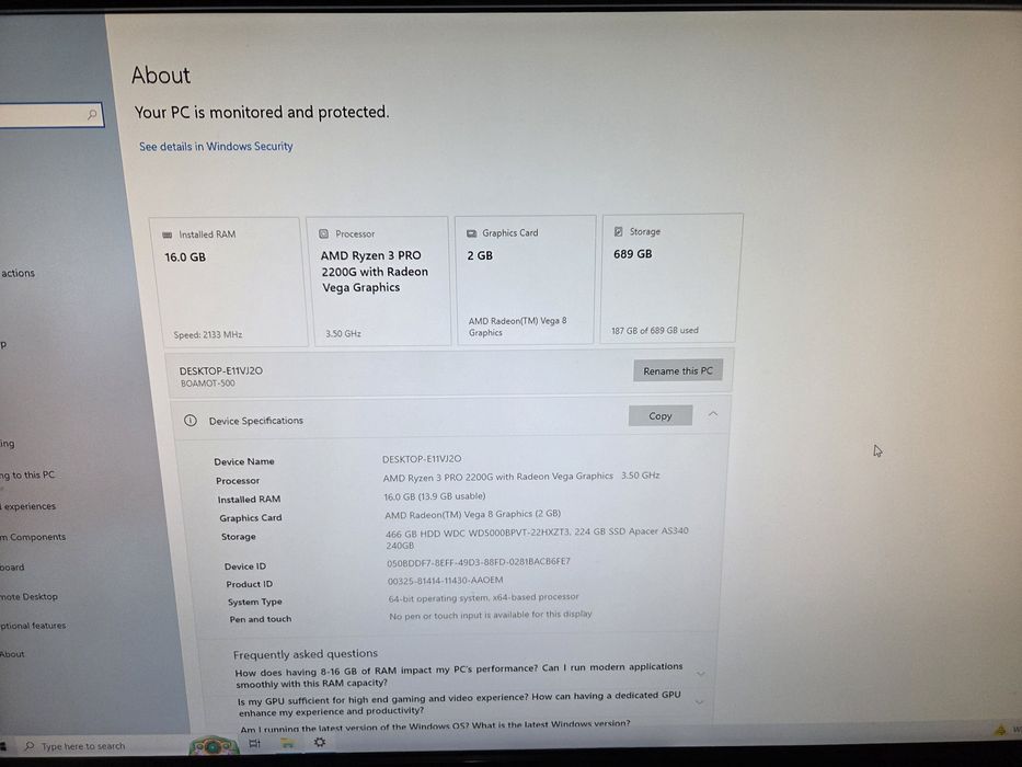 Vand pc ryzen 3 2200g