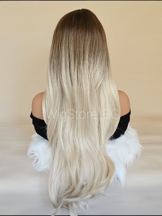 Руса омбре перука без бретон на леки вълни