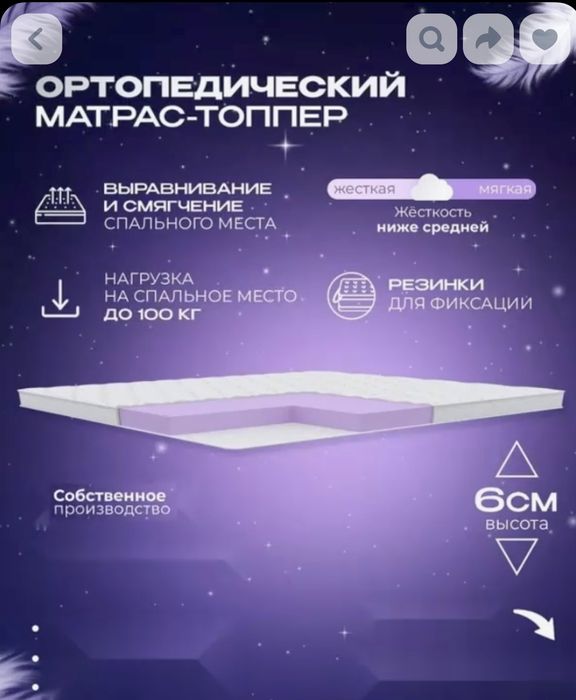 Топпер, матрас, наматрасник для кровати, дивана