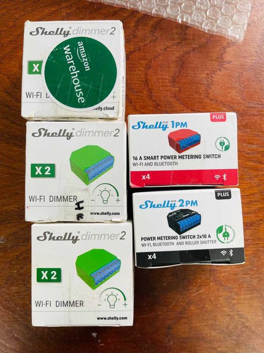 Dimmer WiFi Shelly 2 (set de 2) + Shelly 2PM + Shelly 1PM