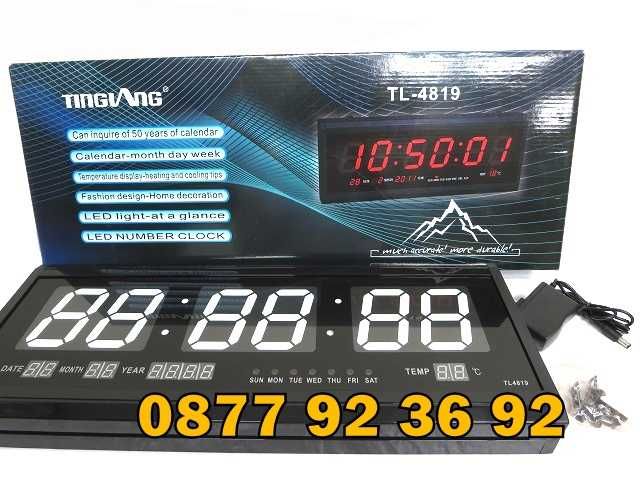 ПРОМО LED СВЕТЕЩ електронен дигитален стенен настолен часовник TL-4819