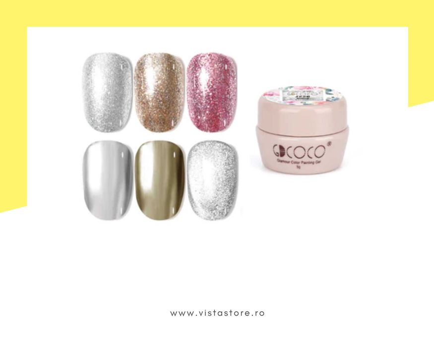 Комплект UV/LED гел бои "Gold & Silver" GDCOCO – 6; металик, огледален