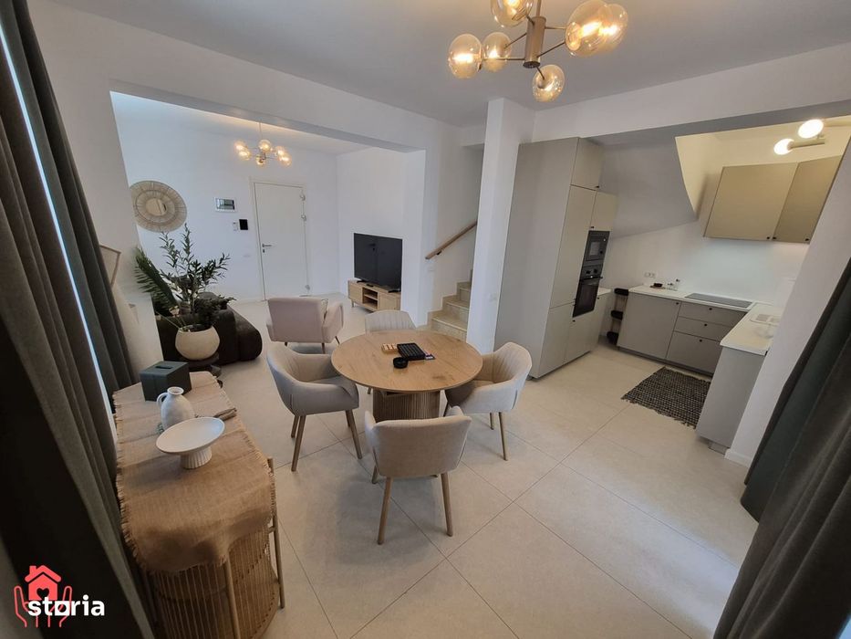 Tunari-PRIMA LOCUIRE, 3 camere curte, piscina exterioara, mobilat luxu
