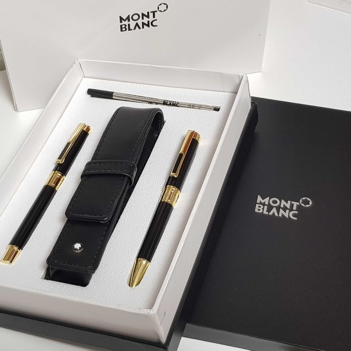Set Cadou Montblanc pix, roller, toc si mina / cutie cadou