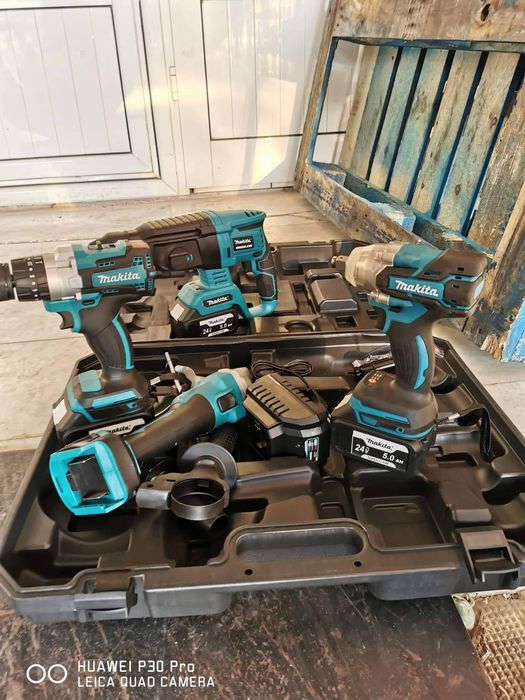 *Промо*Комплект 4в1 Макита Ъглошлайф Винтоверт Гайковерт и Перфоратор