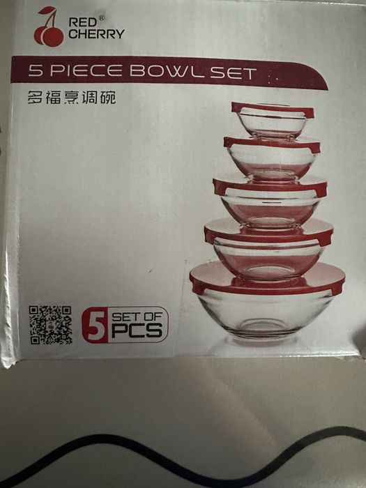 5 броя нови стъклени панички с капаци