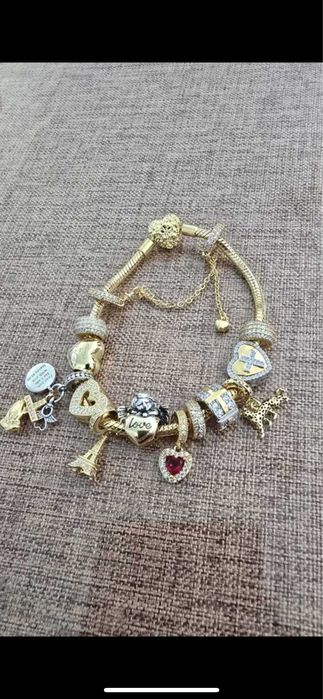 Bratara 14k tip pandora 18 cm superba golden plata cont