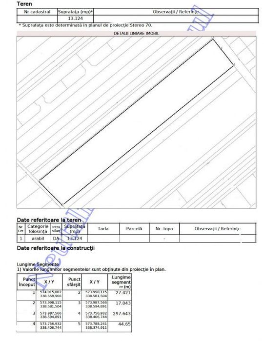 Teren intravilan 13124 mp cu front 44.5 m | Buftea - Cartierul Tineret