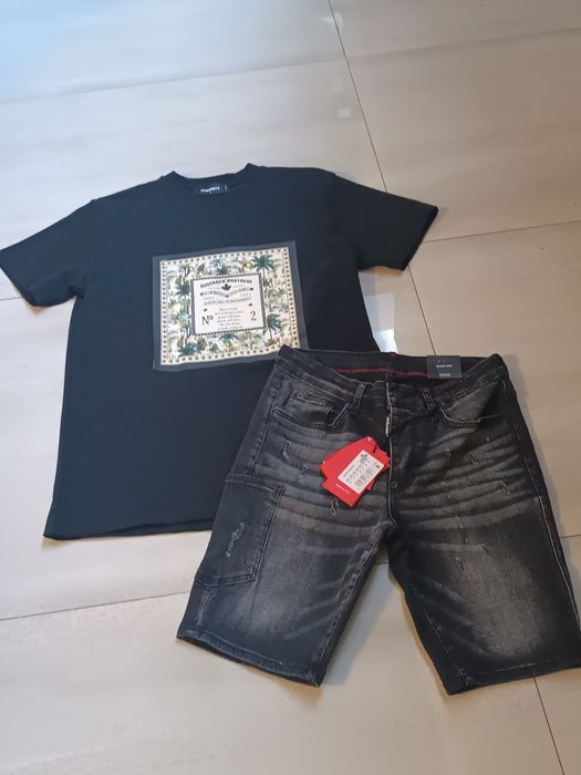 Compleu bărbați tricou și pantaloni scurți de blugi