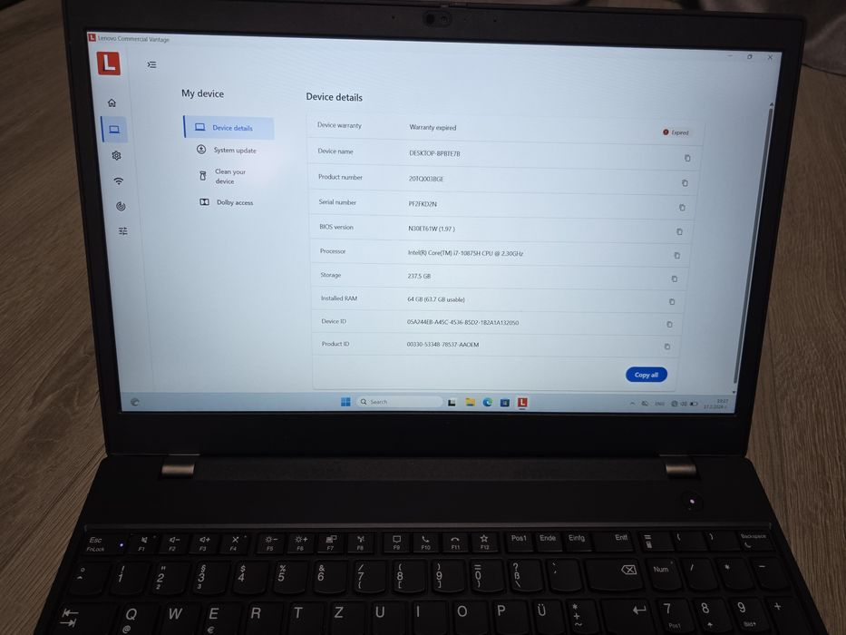 15.6 Touch i7-10750H 64GB Lenovo Thinkpad P15v