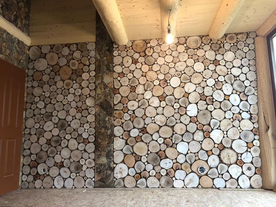 Mozaic din rondele din lemn uscat