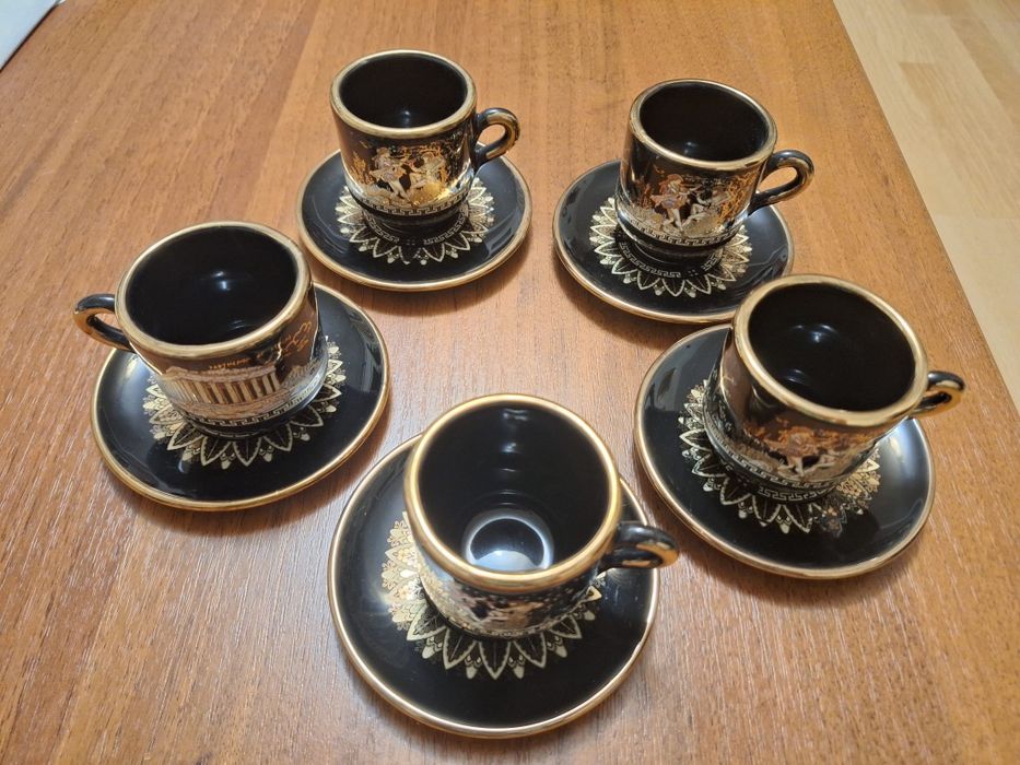 Set 5 cești cafea/espresso placate cu aur 24K