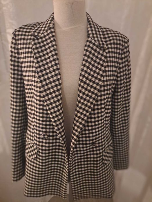 sacou in carouri alb negru