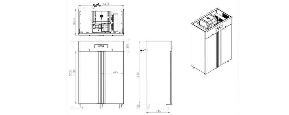 Dulap dublu inox refrigerare / 140 cm / Refrigerare / NOU