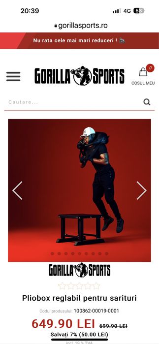 Pliobox eglabil pentru sarituri 5 inaltimi reglabile de la 45 la 65 cm