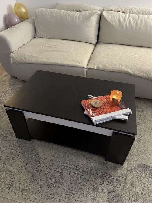 Măsută de cafea modernă maro cu alb - 100x60x42 cm