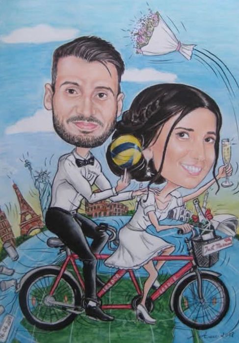 Ръчно рисувам карикатури със сух пастел по поръчка