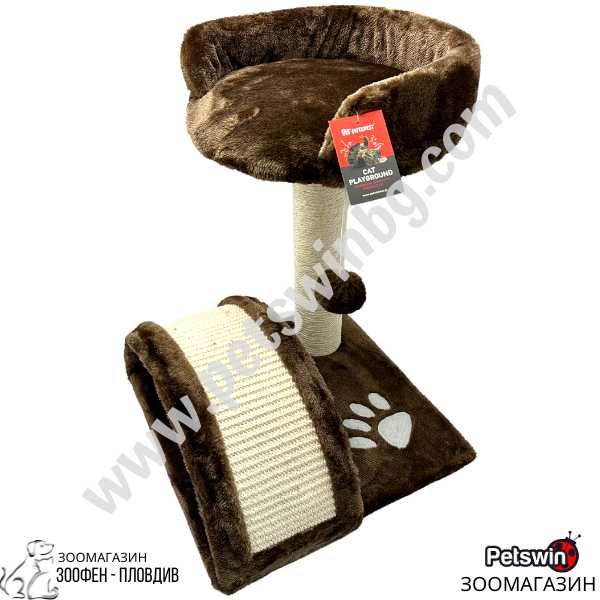 Катерушка/Драскало за Коте - с Тунелче- 35/35/45см- Мока- Pet Interest