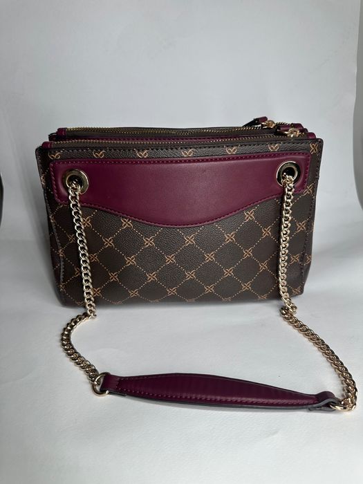 Чанта nine west -кафяво с бордо