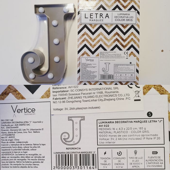 Litere volumetrice, plastic, lumina LED, baterii