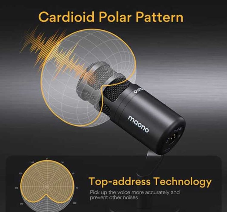 Динамичен XLR микрофон Maono PD100 + XLR Кабел + Ветробран
