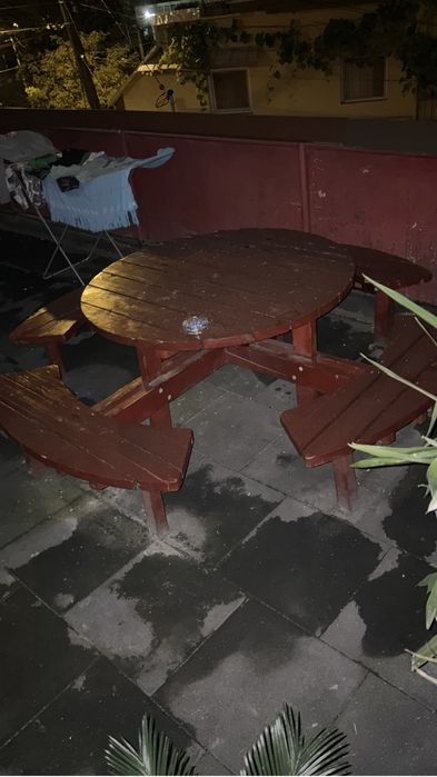 Masa lemn masiv tare stabila rezistenta lacuita terasa marimi le poze