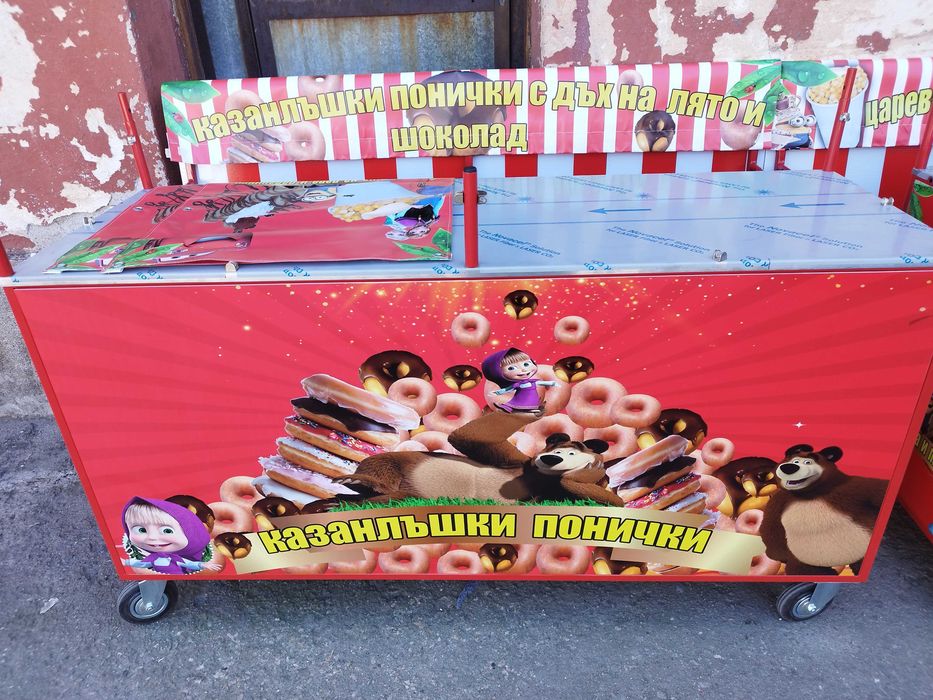 количка за царевица на пара,скара,пуканки,захарен памук