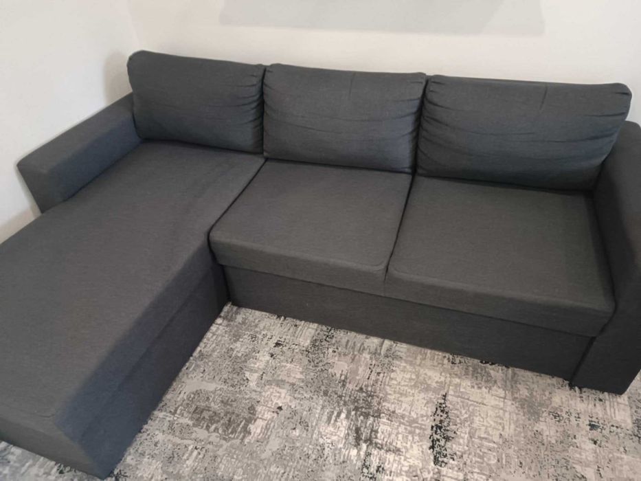Разтегателен ъглов диван Джъстин-цвят графит