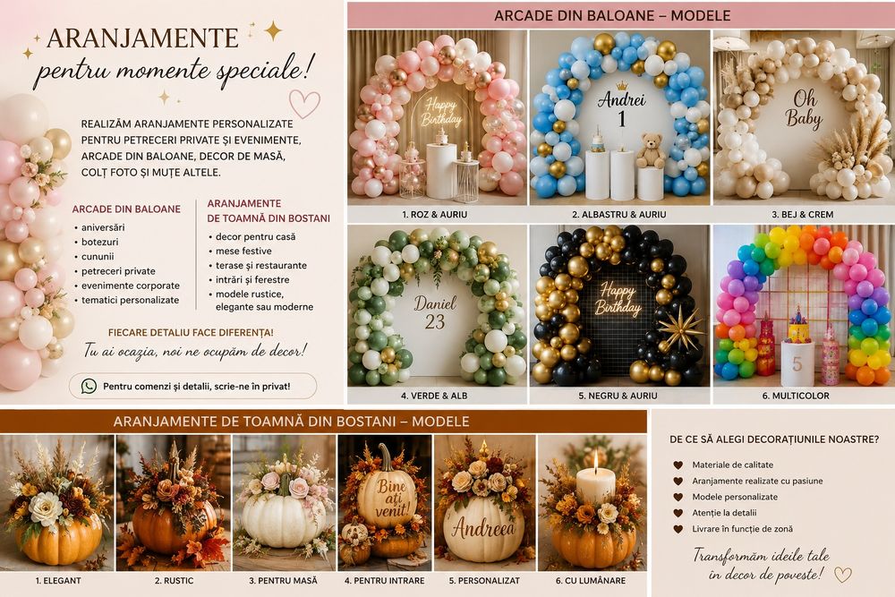 Decor de toamnă cu dovleci și baloți de fân – aranjamente personalizate