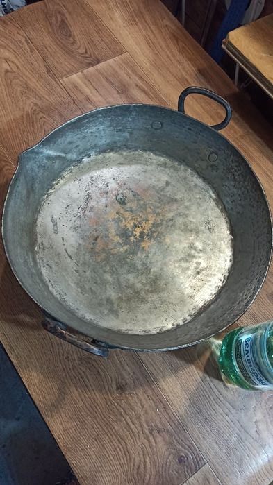 Старинен Меден съд за готвене на огън Copper pot