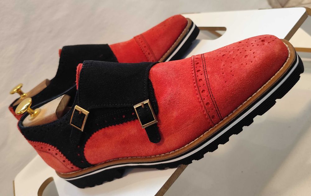 Pantofi monk 42 42.5 43 de lux Girotti NOI lucrati manual piele natura