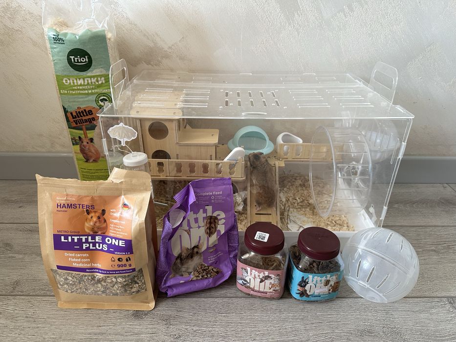 Продам хомяка с клеткой дюной и всеми принадлежностями