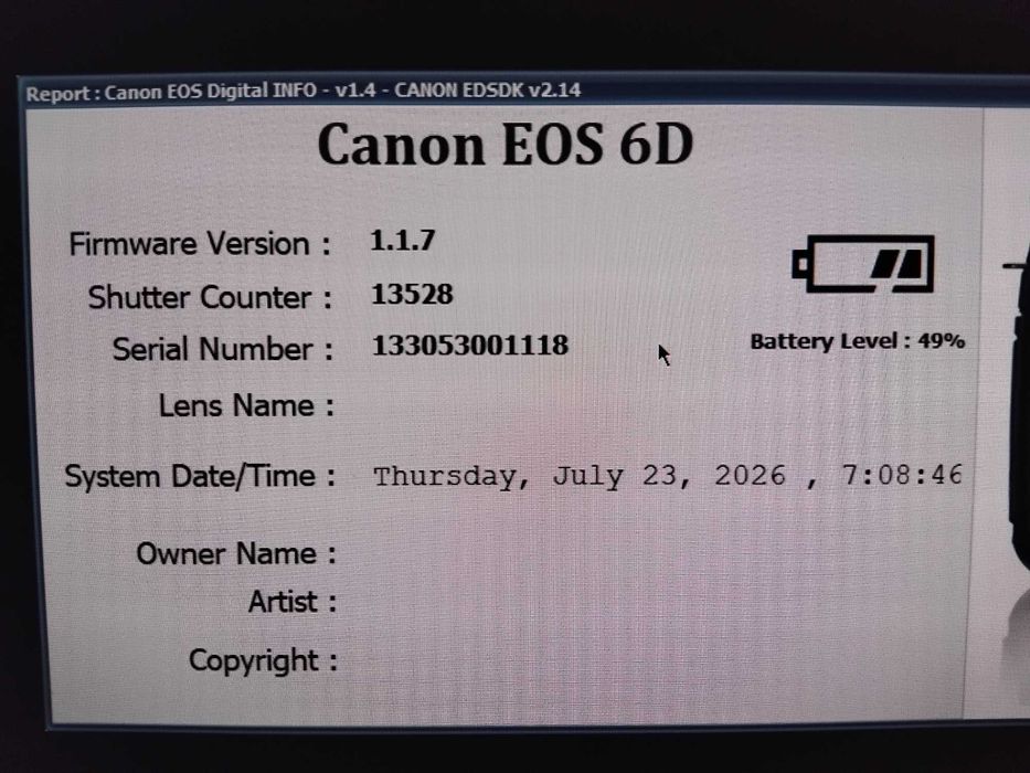Canon 6D - body 13.5k cadre, 3 baterii