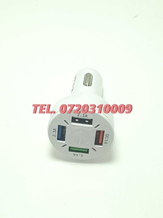 Incarcator Universal Masina Auto 4 Porturi Bricheta Usb Qc Fastcharge
