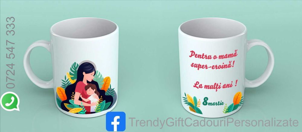 Cani personalizate pentru cadou 1-8 Martie