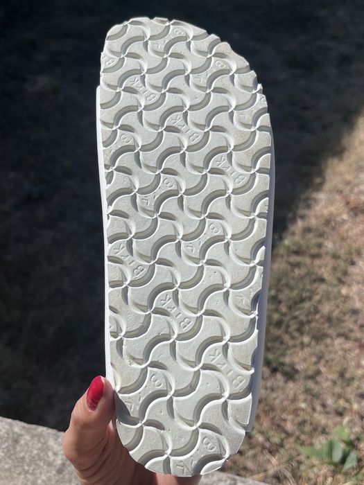 Sandale Brikenstock, 100% piele, albe, 3 bretele