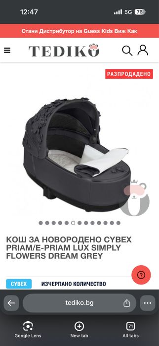 Cybex e- Priam 4 simply flowers зимен кош