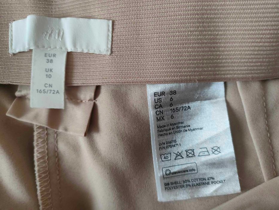 Дамски панталон от H&M, светлобежов, размер 38, висока талия
