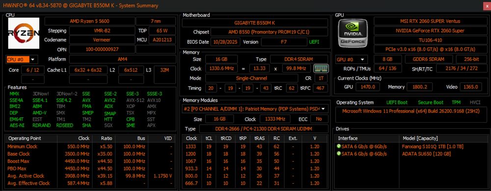 Vand pc de gaming Ryzen 5 5600 | RTX 2060 Super