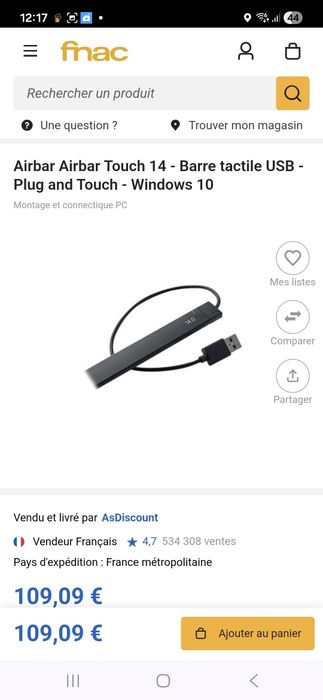 Vand air bar touch 14 barre tactile usb