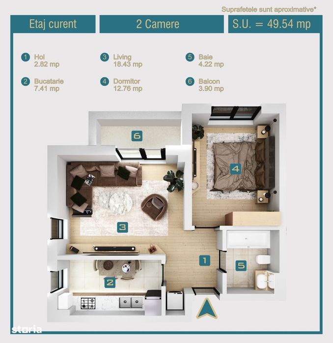 Apartament 2 camere de vanzare 49mp Militari Chiajna, srg Ilie Petre — fotografia 3
