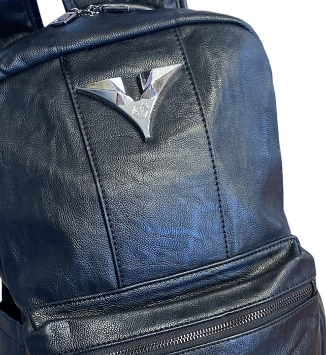 Кожена раница Унисекс с капси в стил Pp Plein