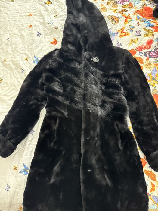 Шуба мутон с норкой
