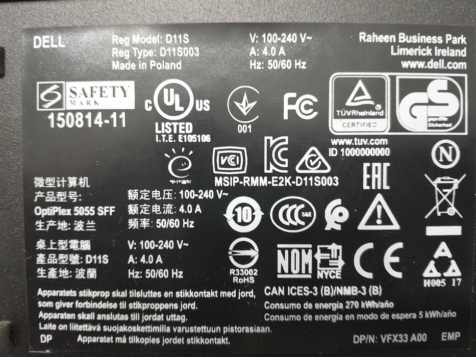 Pc Dell Optiplex 5055 Sff , Ryzen 3 Pro , 8 gb Ddr 4 , 256 gb Ssd M2